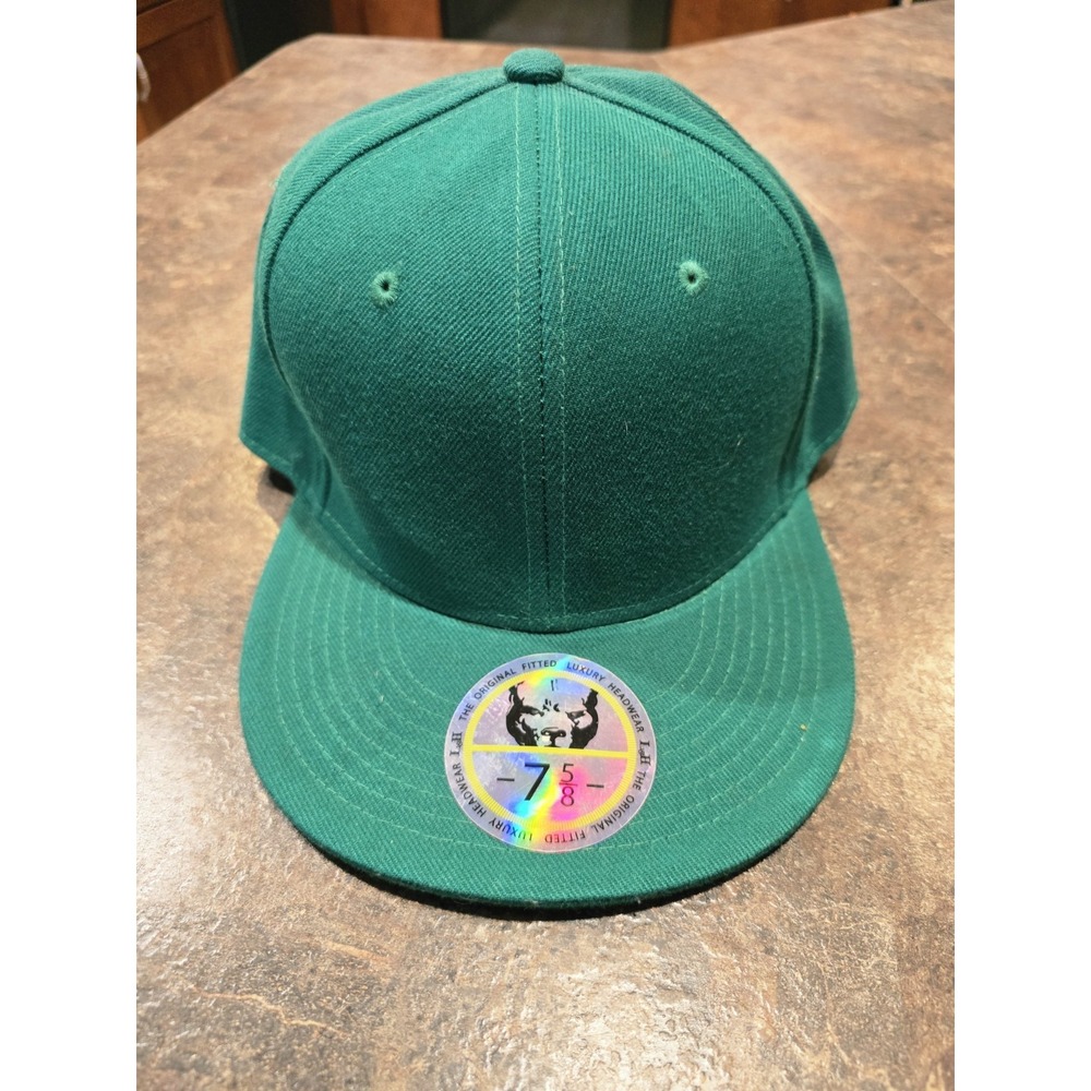 Luxury Headwear Fitted Hat 7 5/8 Green Flatbill‎